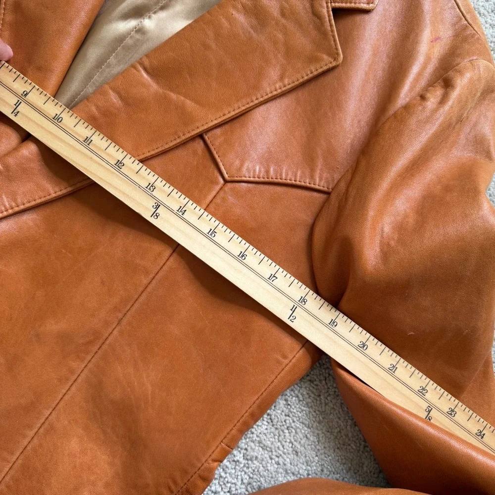 70's Silton California Leather Blazer Jacket Tan Cognac Western Vintage 40